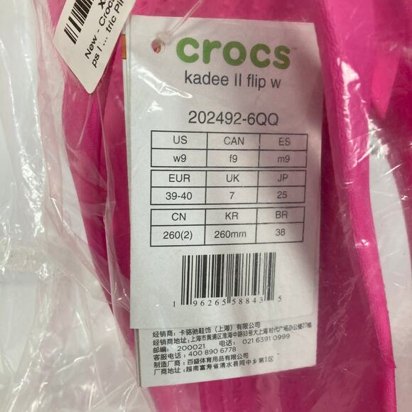 Crocs Kadee II Flip Flops Sandals Electric Pink 202492-6QQ Women’s Size 9 - Picture 3 of 4